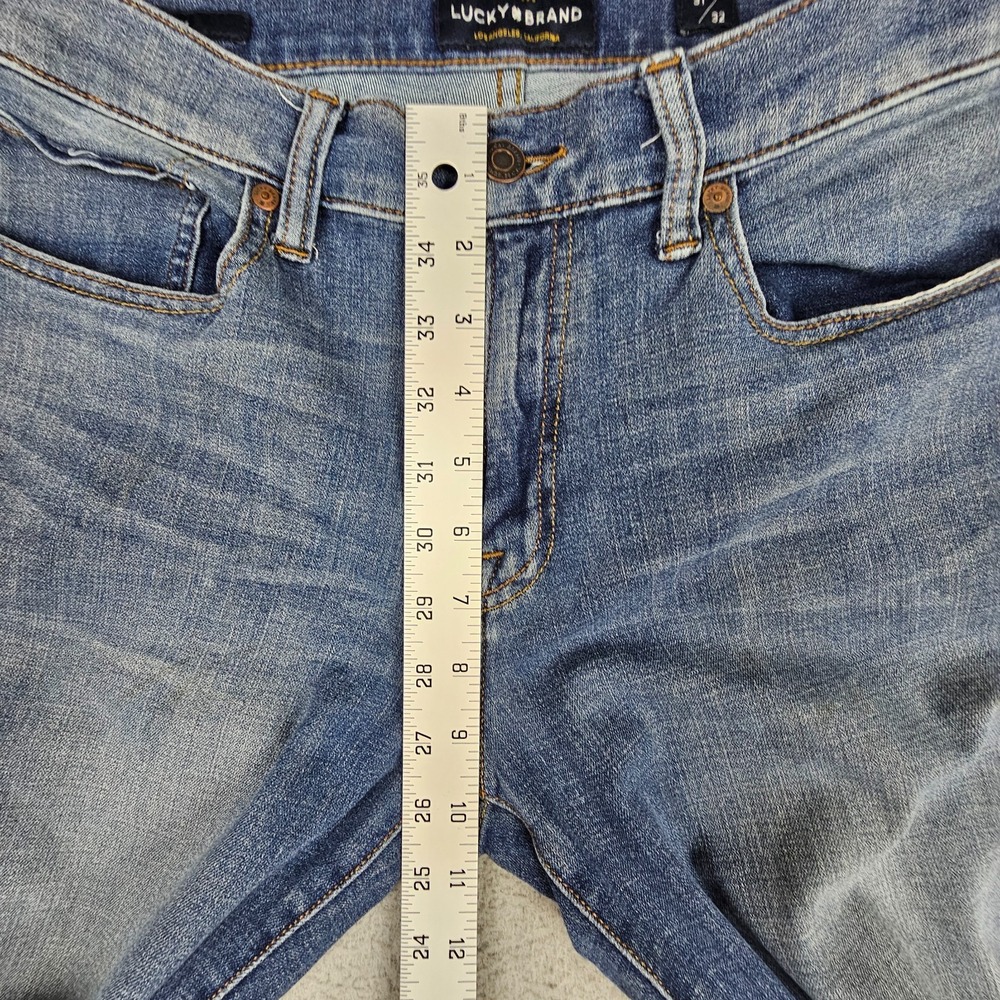 Lucky Brand 121 Slim Jeans Mens 33x31 Medium Wash Blue Stretch Denim Pants - Picture 7 of 9